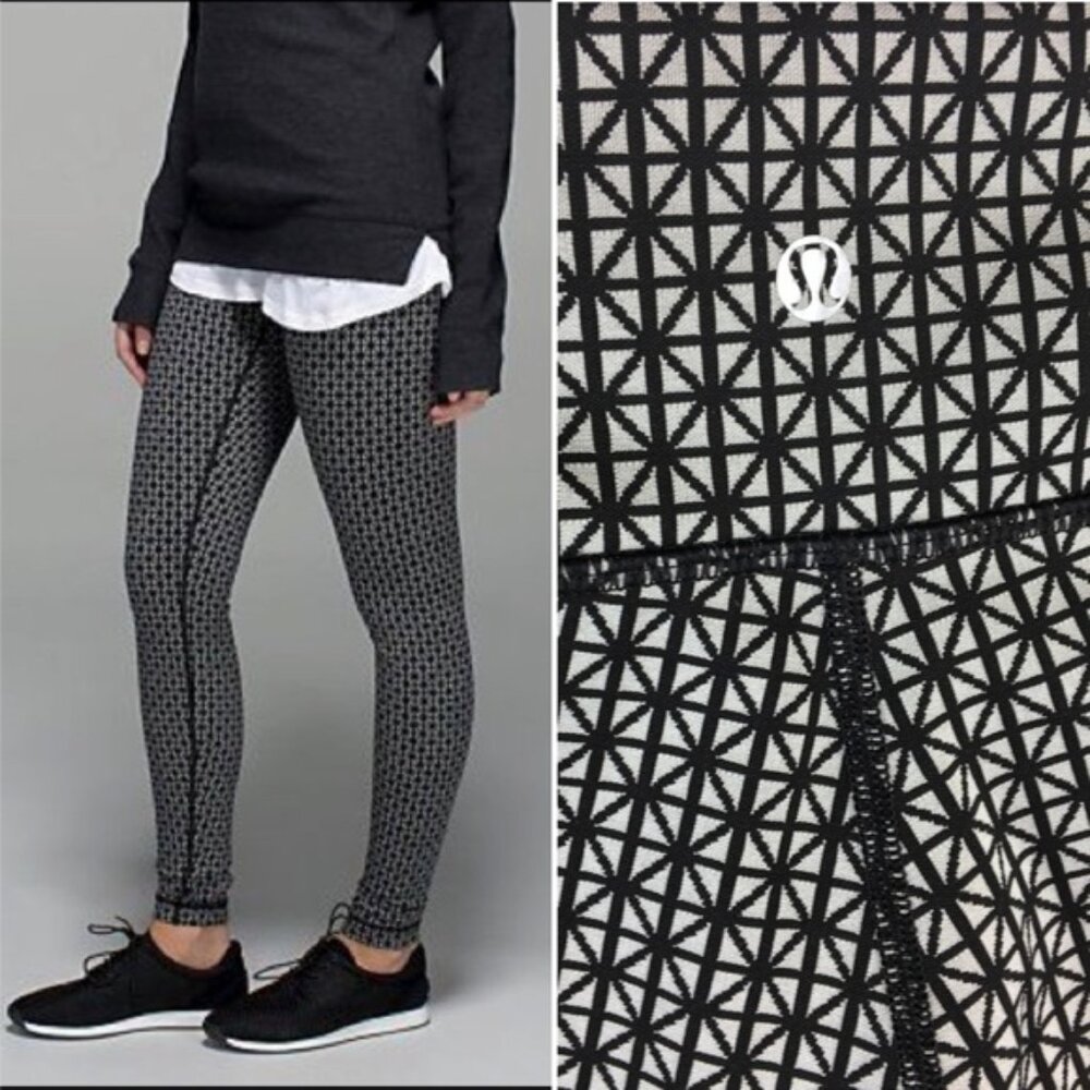 Lululemon Wunder Under Tri Geo Silver Spoon I Size 4 - Picture 2 of 8